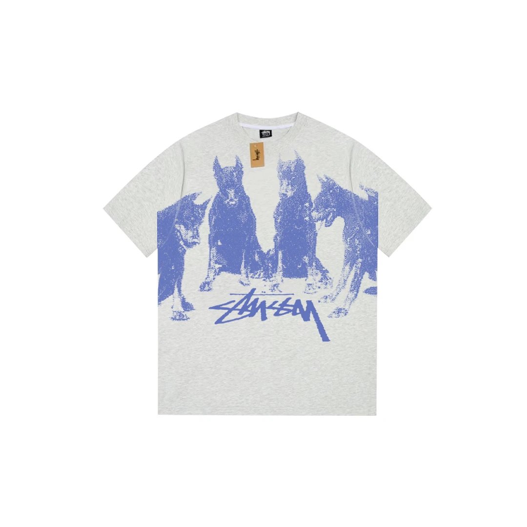 Stüssy T-Shirts Short-Sleeve Logo Graphic T-Shirt — 070 flower gray