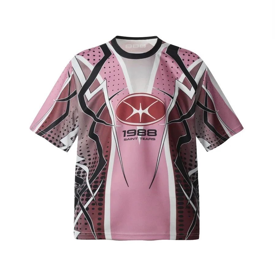 Saint Tears T-Shirts Oversized Graphic Print Short-Sleeve T-Shirt — Pink 1178
