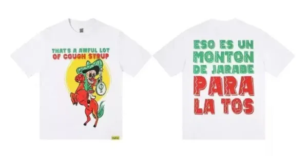 Design 'Cough Syrup' Graphic Print White T-Shirt - 1
