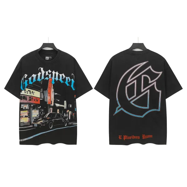 Godspeed Street Scene Graphic T-Shirt Black - 1