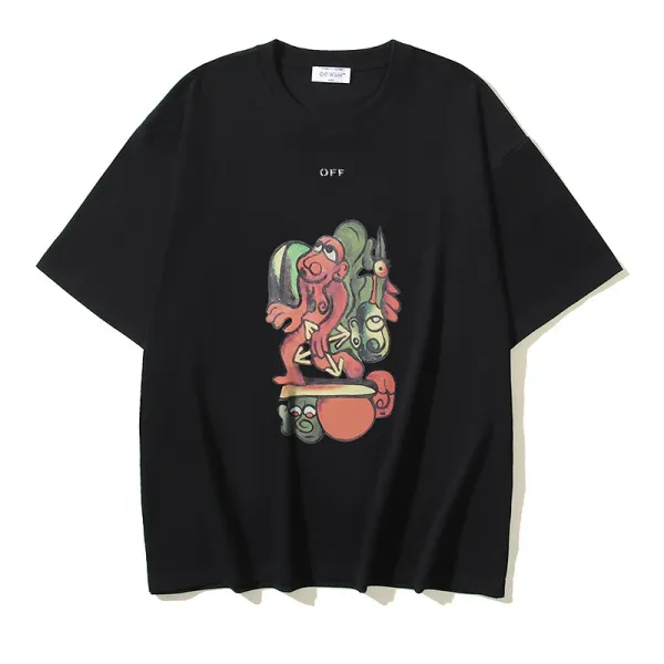Off-White Graphic Print Oversized T-Shirt Black - 1