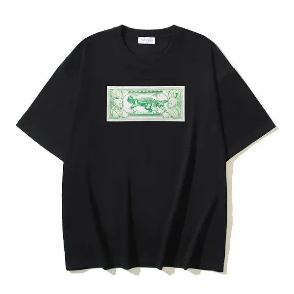 Design Dinosaur Bill Print Oversized Black T-Shirt - 1