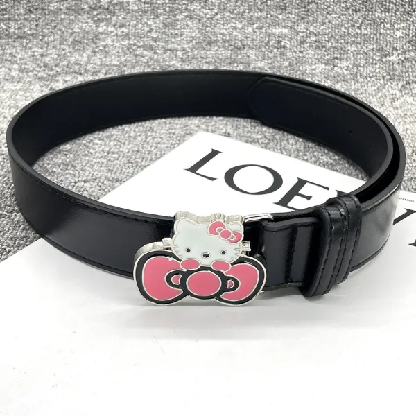 Hello Kitty Crystal Bow White Leather Belt - 6