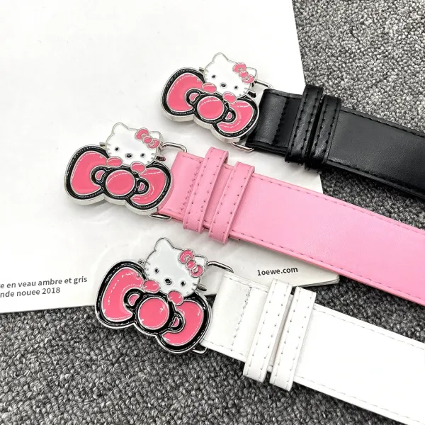 Hello Kitty Crystal Bow White Leather Belt - 9