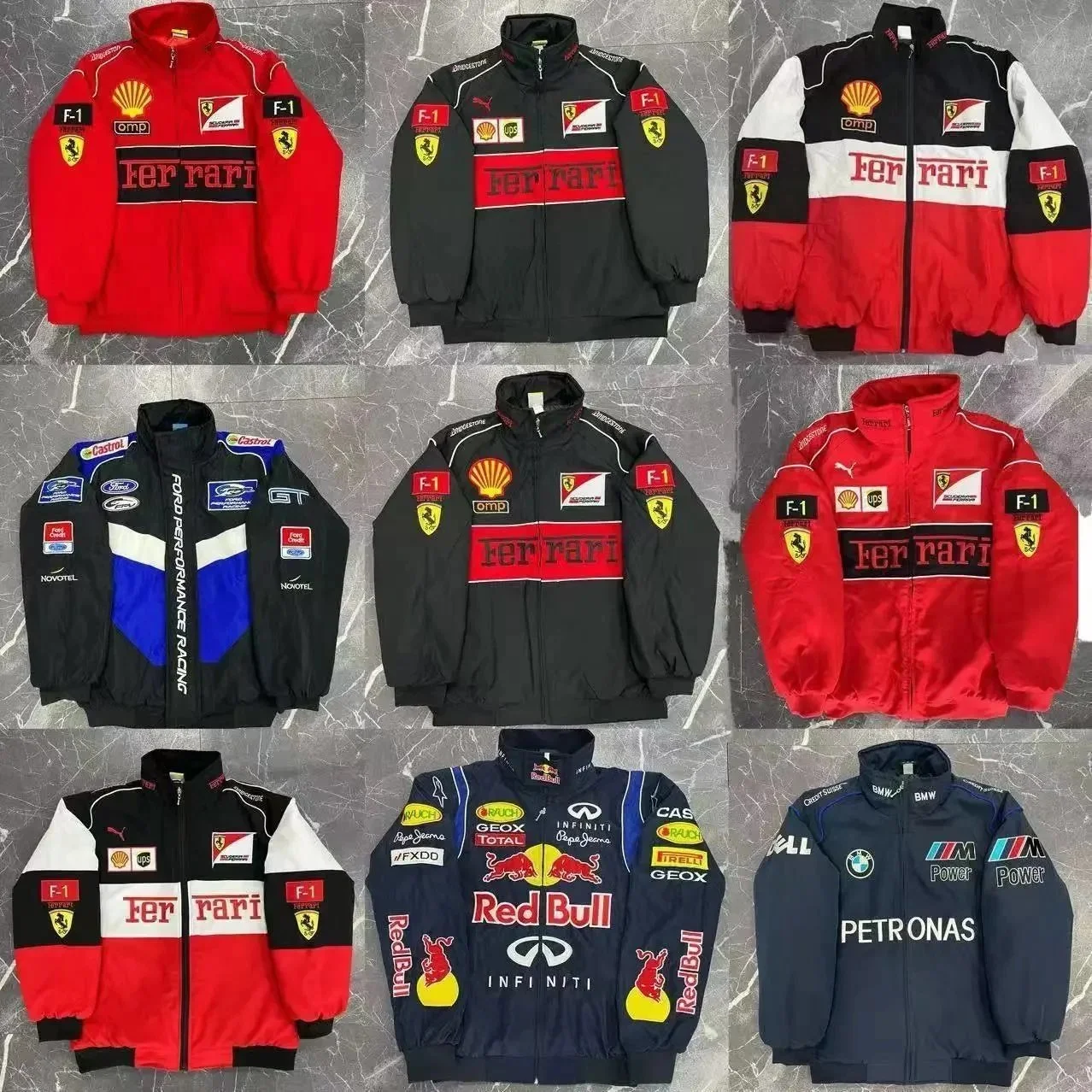 Ferrari Black Formula 1 Racing Fan Jackets