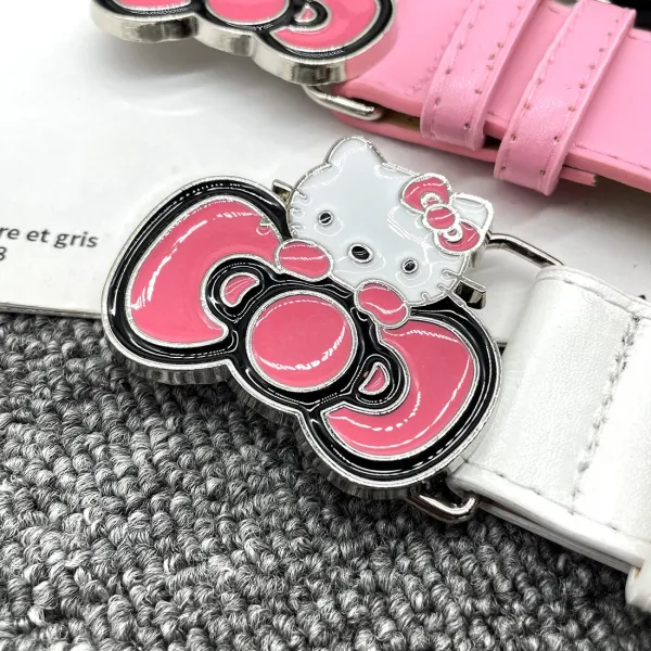 Hello Kitty Crystal Bow White Leather Belt - 11