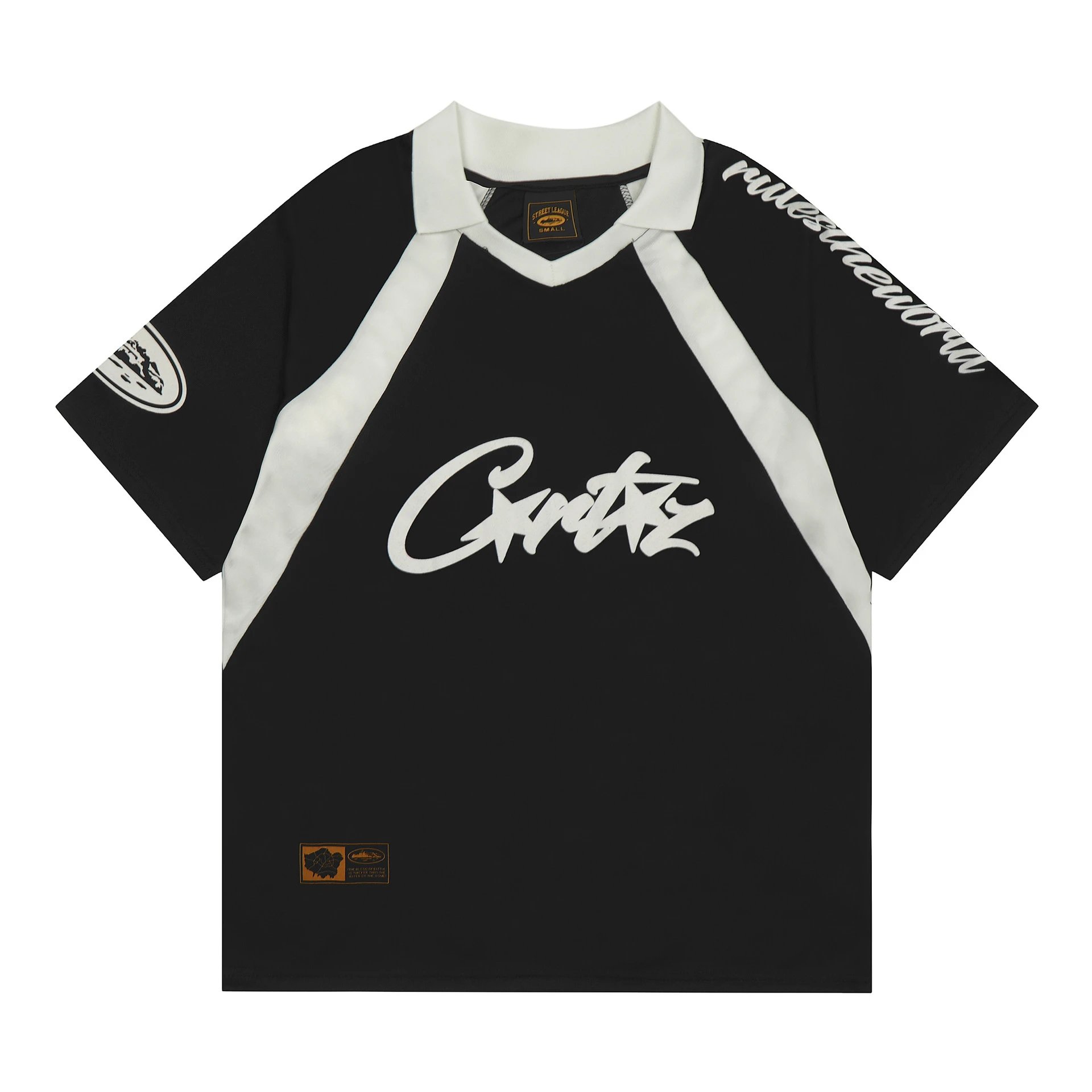 Corteiz Script Logo Black and White Football Jersey - 1
