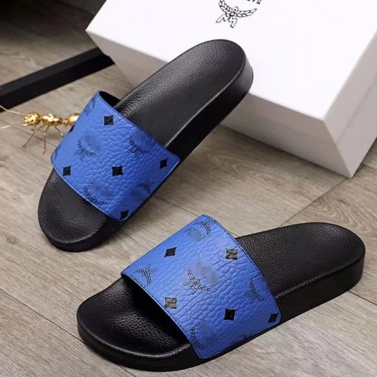 MCM MCM Blue Visetos Slide Sandals Blue