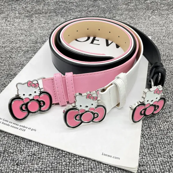 Hello Kitty Crystal Bow White Leather Belt - 17