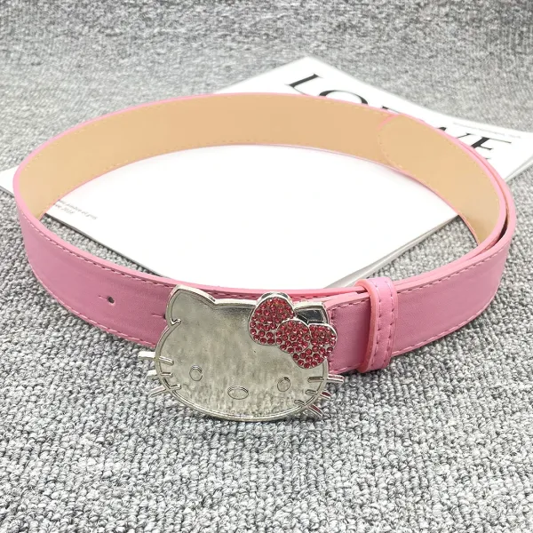 Hello Kitty Crystal Bow White Leather Belt - 30