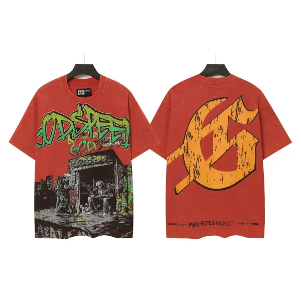 Godspeed Godspeed Graffiti Print Oversized T-Shirt Red - 1