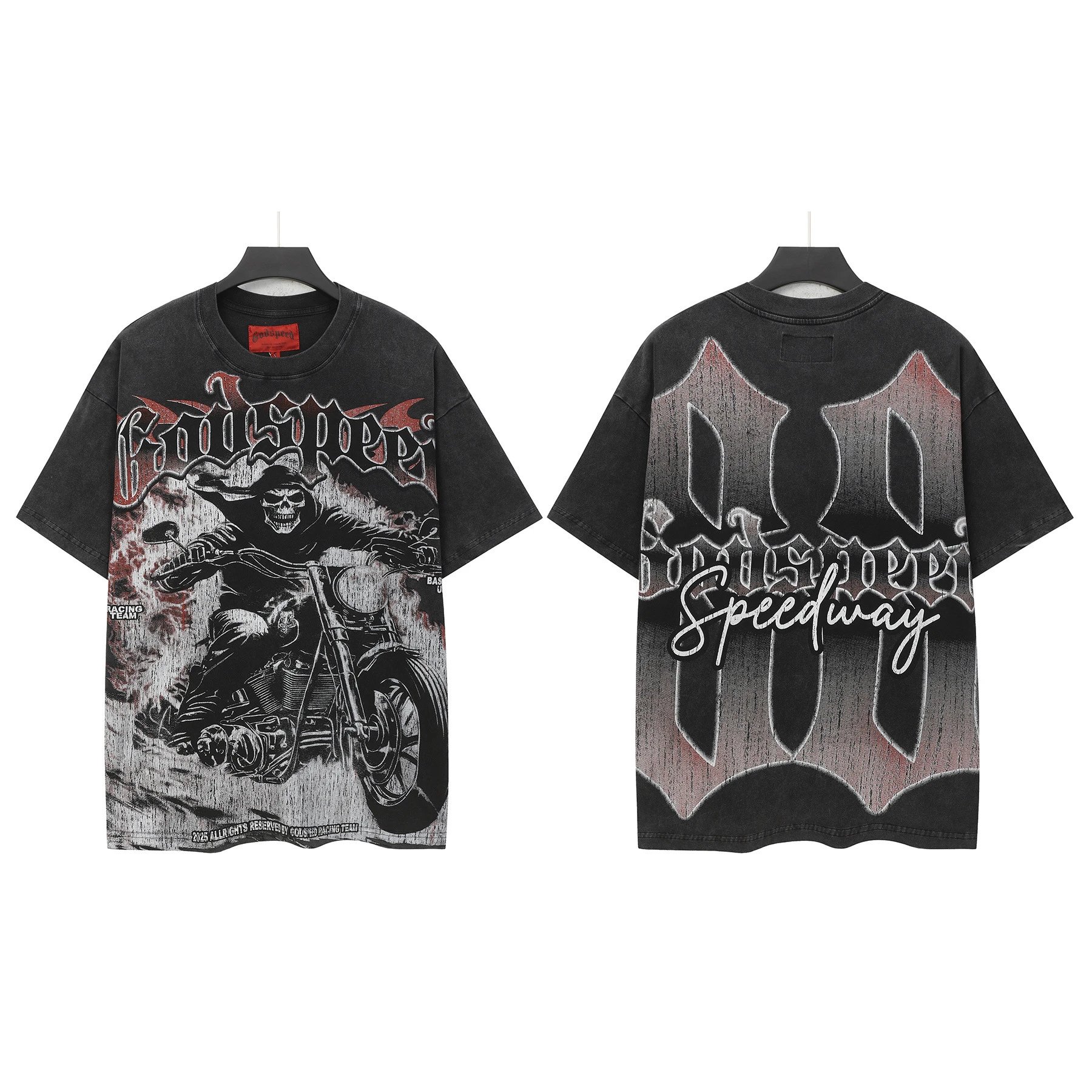 Godspeed Skull Rider Washed Black T-Shirt