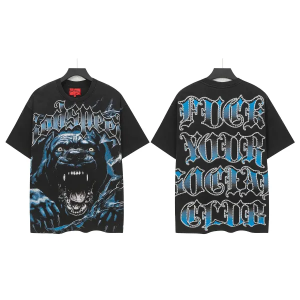 Godspeed Fuck Your Social Club Black Blue Graphic T-Shirt - 1