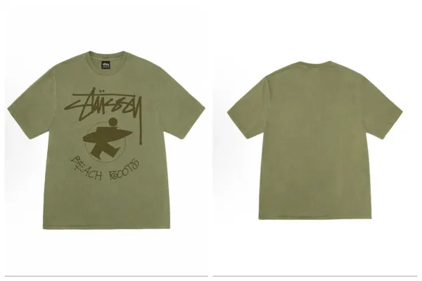 Stussy Beach Roots Olive T-Shirt - 1