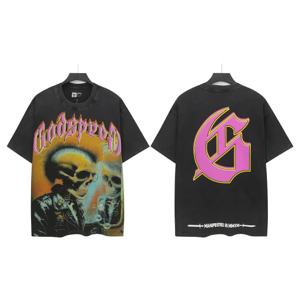 Godspeed Skull Graphic Oversized T-Shirt Black - 1