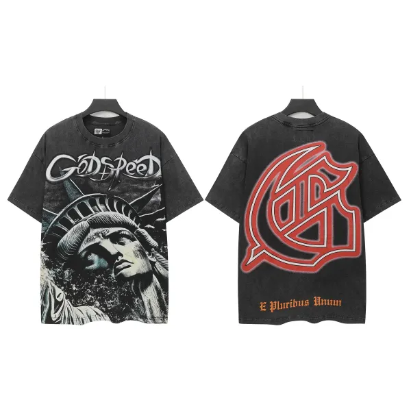 Godspeed Statue of Liberty Graphic Oversized T-Shirt Black - 1