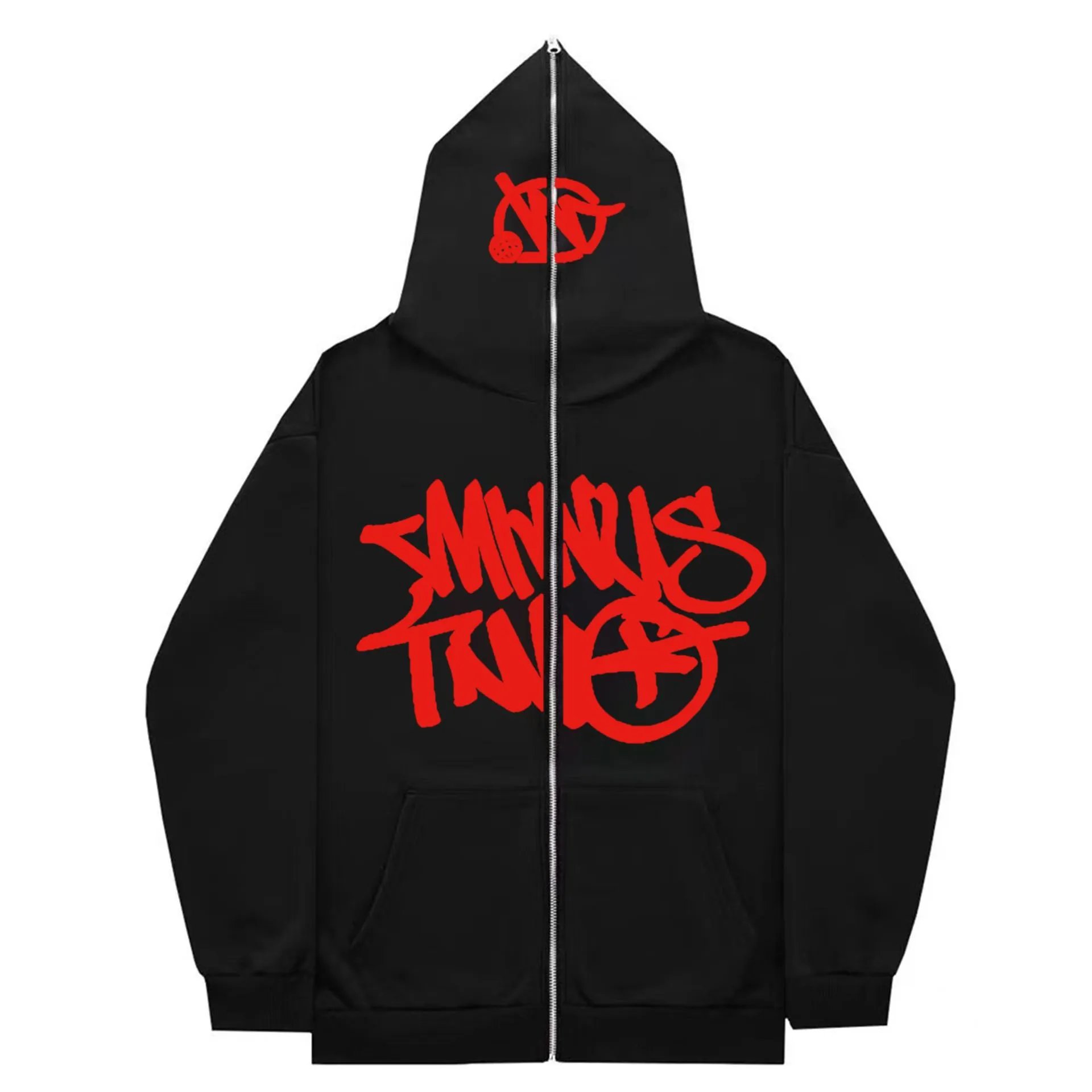 Minus Two Graphic Zip-Up Hoodies — Black product photo 2
