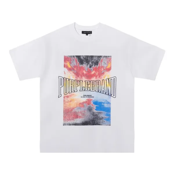 Purple Brand Cloud Print Graphic T-Shirt White - 1