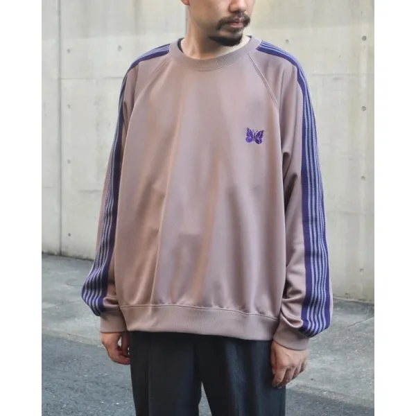Comme des Garçons Play Butterfly Logo Sweatshirt Beige Purple Stripe Hoodie - 1