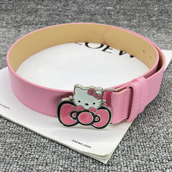 Hello Kitty Crystal Bow White Leather Belt - 8