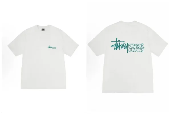 Stussy Superior Quality Teal Print White T-Shirt - 1