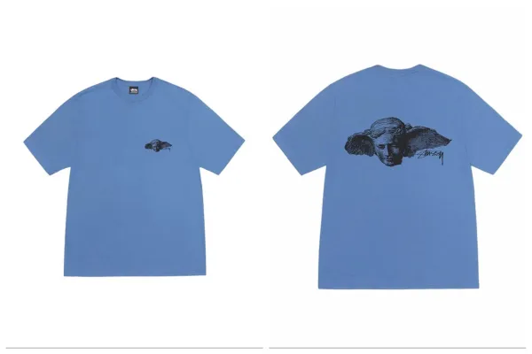 Stussy Angel Head Graphic T-Shirt Light Blue - 1