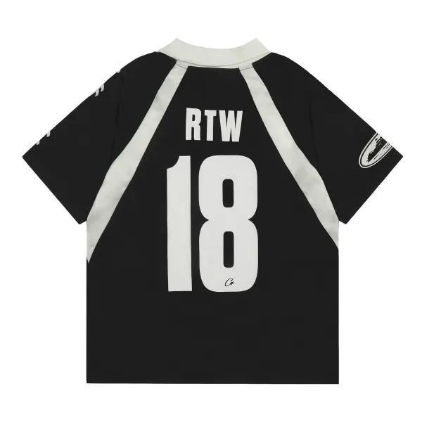Corteiz Script Logo Black and White Football Jersey - 15