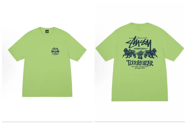 Stussy x Toughgear Lime Green Graphic T-Shirt - 1