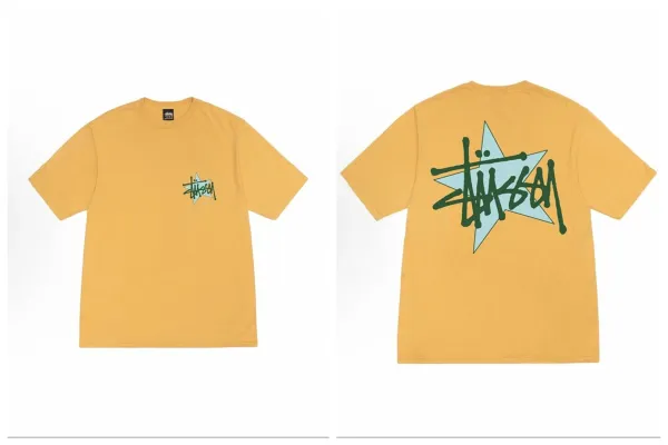 Stussy Star Logo Graphic T-Shirt Mustard Yellow T-Shirt - 1