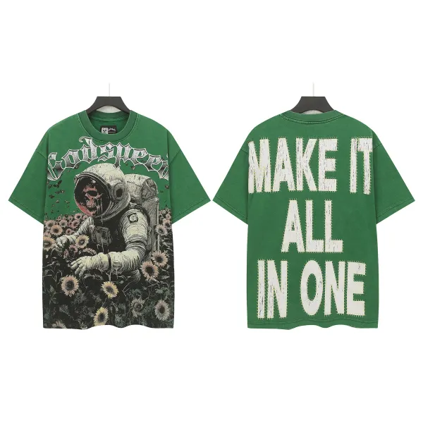 Godspeed Astronaut Sunflower Graphic T-Shirt Green - 1