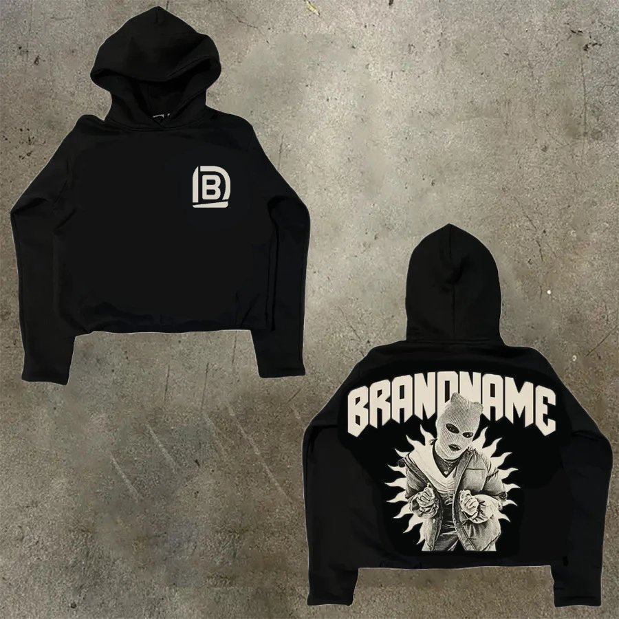 D Bandz Studios Hoodies & Sweatshirts Cartoon Graphic Print Pullover Hoodie — 【Cotton hooded sweater】W 57(Black)