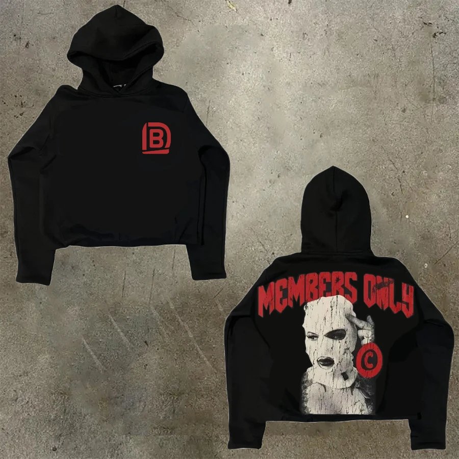 D Bandz Studios Hoodies & Sweatshirts Cartoon Graphic Print Pullover Hoodie — 【Cotton hooded sweater】W 59(Black)