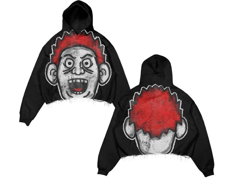 D Bandz Studios Hoodies & Sweatshirts Cartoon Graphic Print Pullover Hoodie — 【Cotton hooded sweater】W 77(Black)