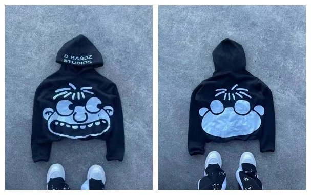D Bandz Studios Hoodies & Sweatshirts Cartoon Graphic Print Pullover Hoodie — 【Cotton hooded sweater】W 05(Black)
