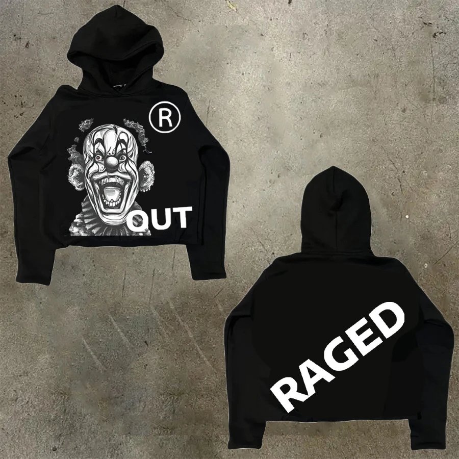 D Bandz Studios Hoodies & Sweatshirts Cartoon Graphic Print Pullover Hoodie — 【Cotton hooded sweater】W 50(Black)
