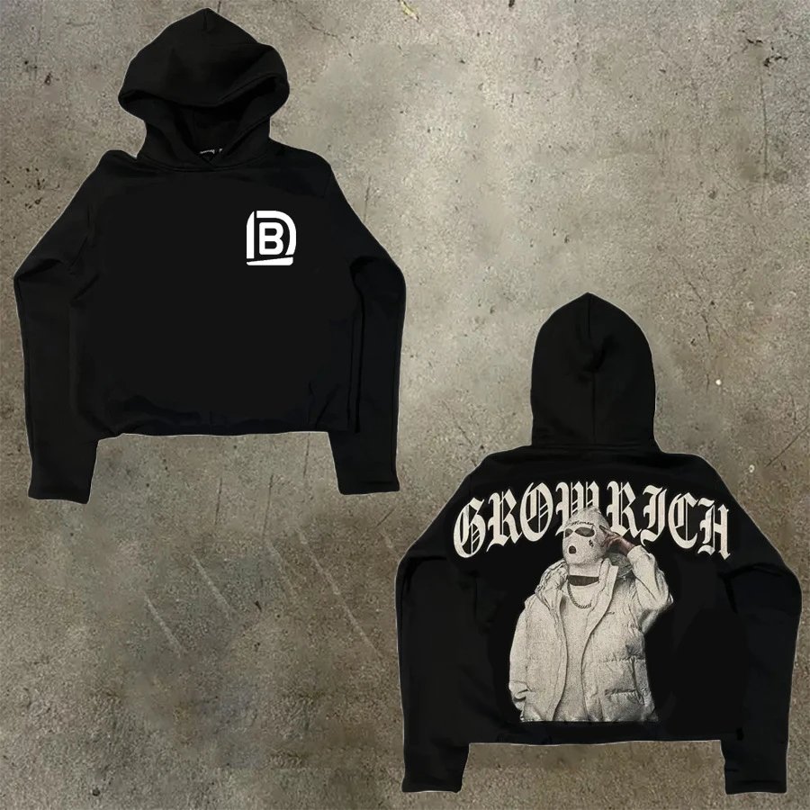 D Bandz Studios Hoodies & Sweatshirts Cartoon Graphic Print Pullover Hoodie — 【Cotton hooded sweater】W 56(Black)