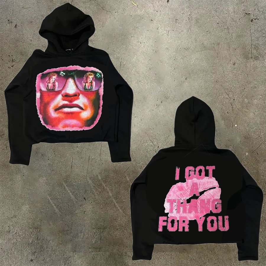 D Bandz Studios Hoodies & Sweatshirts Cartoon Graphic Print Pullover Hoodie — 【Cotton hooded sweater】W 55(Black)