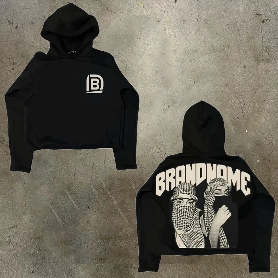 D Bandz Studios Hoodies & Sweatshirts Cartoon Graphic Print Pullover Hoodie — 【Cotton hooded sweater】W 61(Black)