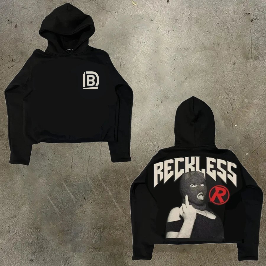 D Bandz Studios Hoodies & Sweatshirts Cartoon Graphic Print Pullover Hoodie — 【Cotton hooded sweater】W 67(Black)