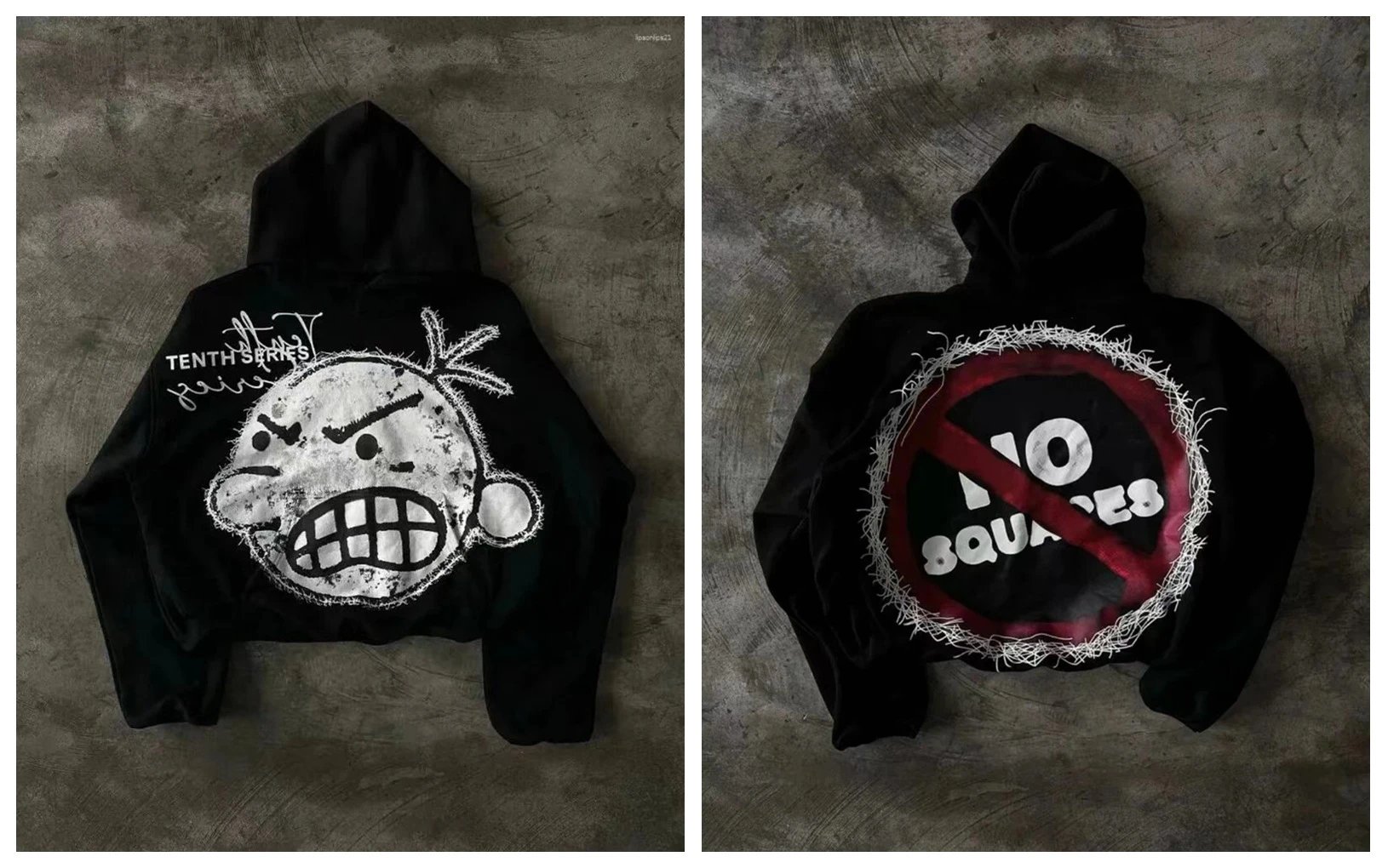 D Bandz Studios Hoodies & Sweatshirts Cartoon Graphic Print Pullover Hoodie — 【Cotton hooded sweater】W 02(Black)