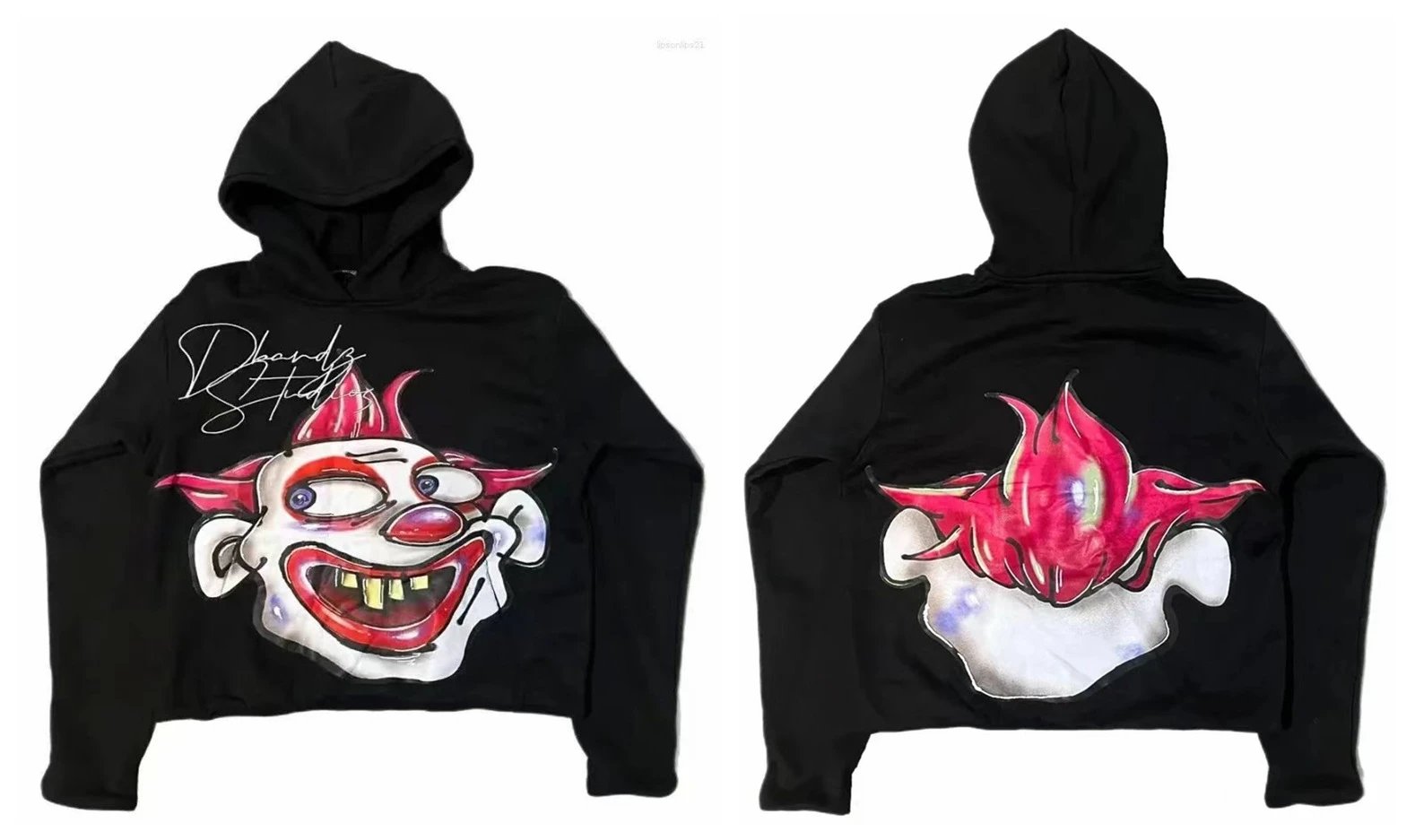 D Bandz Studios Hoodies & Sweatshirts Cartoon Graphic Print Pullover Hoodie — 【Cotton hooded sweater】W 04(Black)