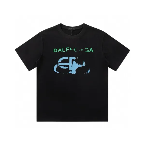 Balenciaga Distorted Logo Black T-Shirt - 1