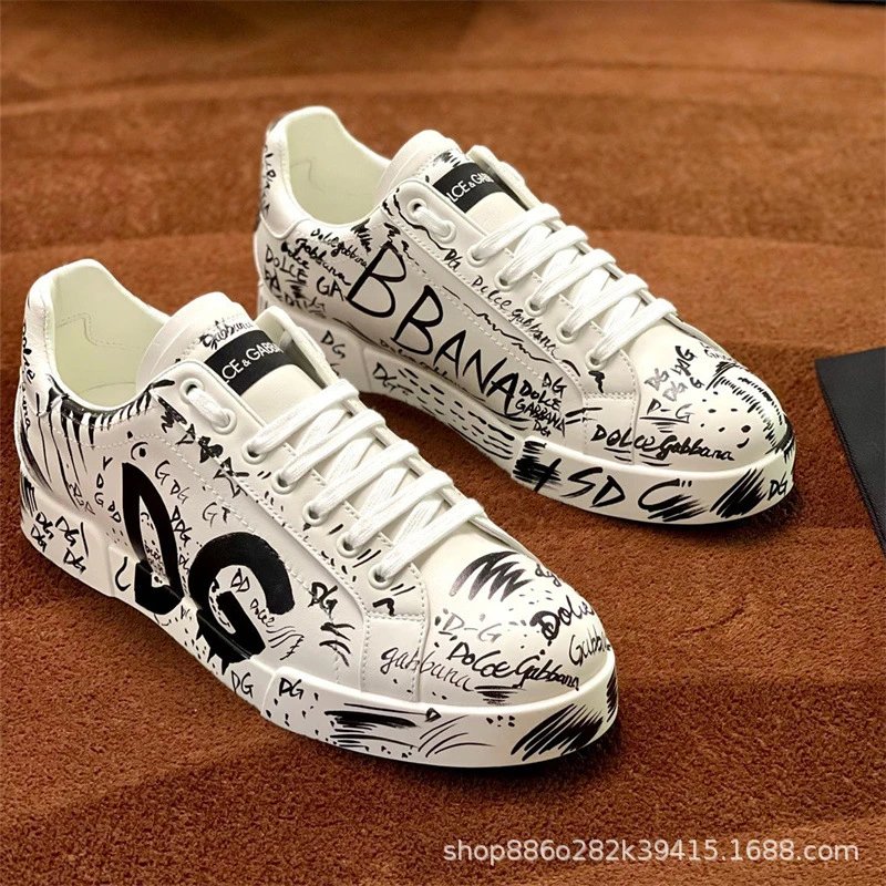 Dolce & Gabbana Sneakers Graffiti embellished low-top — White 1 Couple Shoes