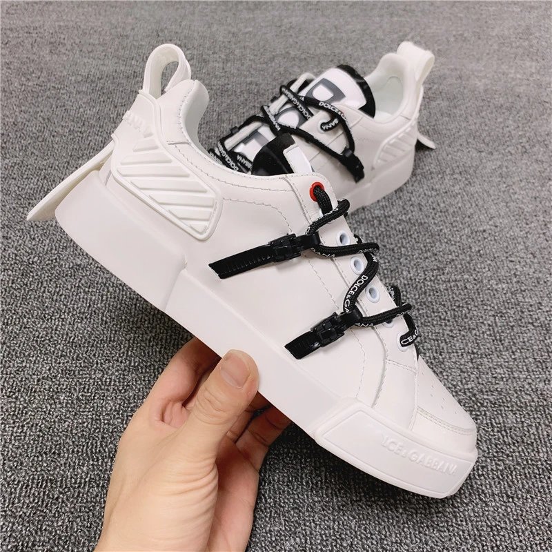 Dolce & Gabbana Sneakers Graffiti embellished low-top — milky white couple shoes