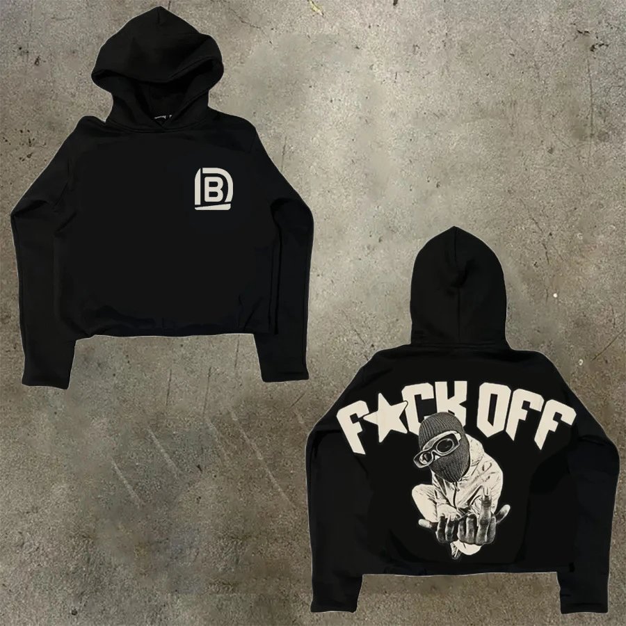 D Bandz Studios Hoodies & Sweatshirts Cartoon Graphic Print Pullover Hoodie — 【Cotton hooded sweater】W 66(Black)
