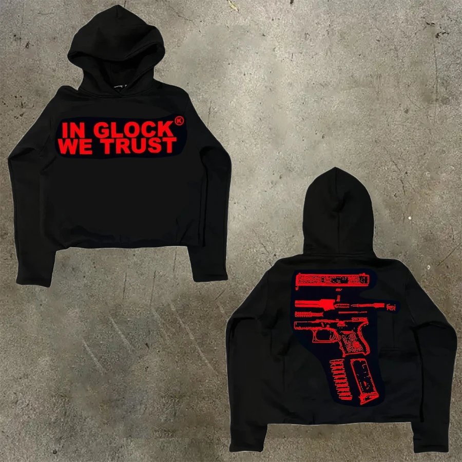 D Bandz Studios Hoodies & Sweatshirts Cartoon Graphic Print Pullover Hoodie — 【Cotton hooded sweater】W 74(Black)