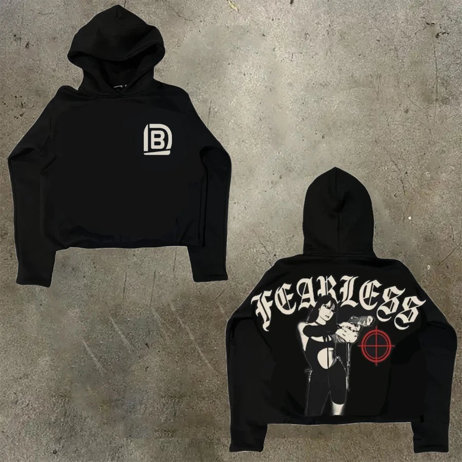 D Bandz Studios Hoodies & Sweatshirts Cartoon Graphic Print Pullover Hoodie — 【Cotton hooded sweater】W 62(Black)