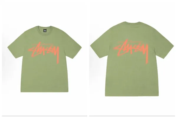 Stussy Spray Paint Logo T-Shirt Olive Green - 1