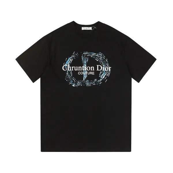 Dior Paint Drip Logo T-Shirt White and Black - 5