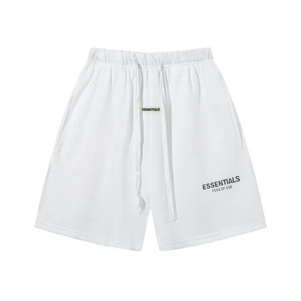 Essentials Logo Print White Shorts - 15